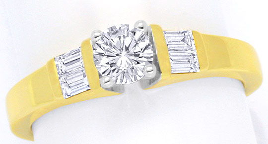 Foto 2 - Gelbgold-Ring Brillant und Diamant Baguetten Lupenrein, S4272
